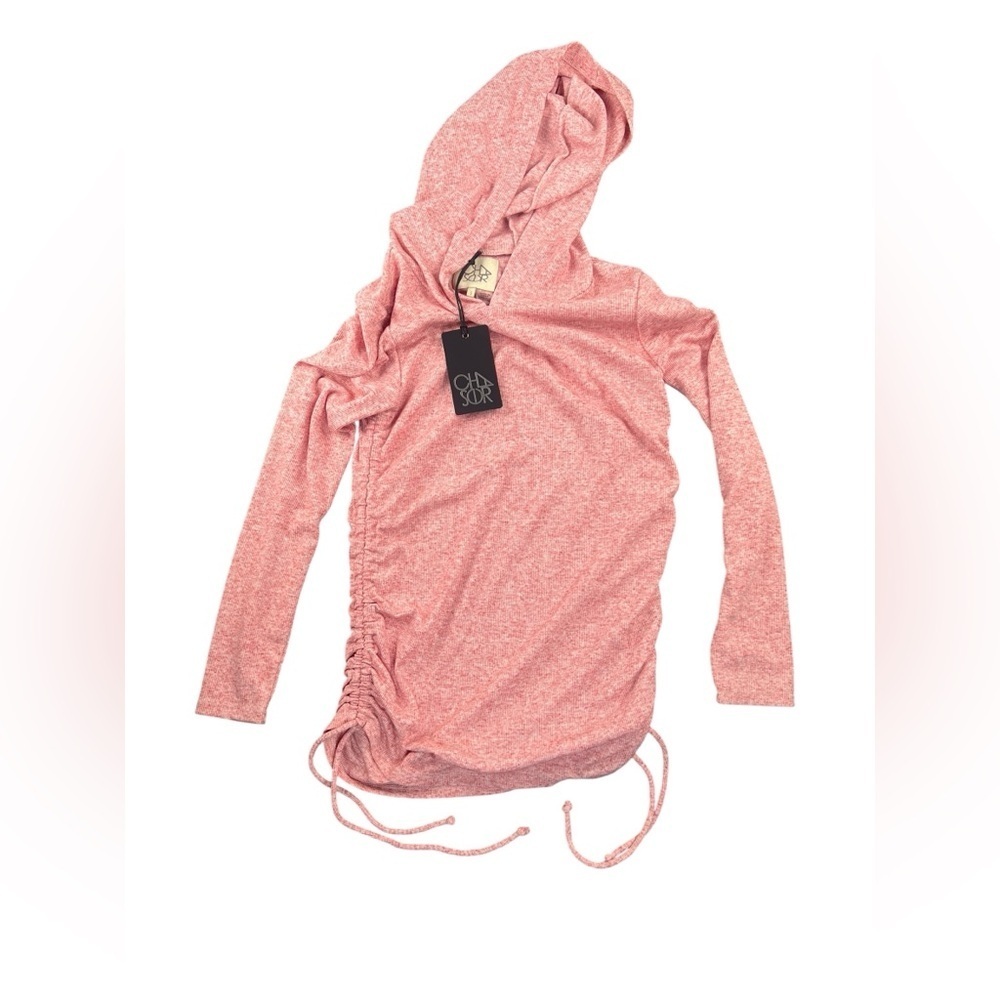 NWT Chaser Side-Cinched Heathered Pink Pull-Over Hoodie In Size S